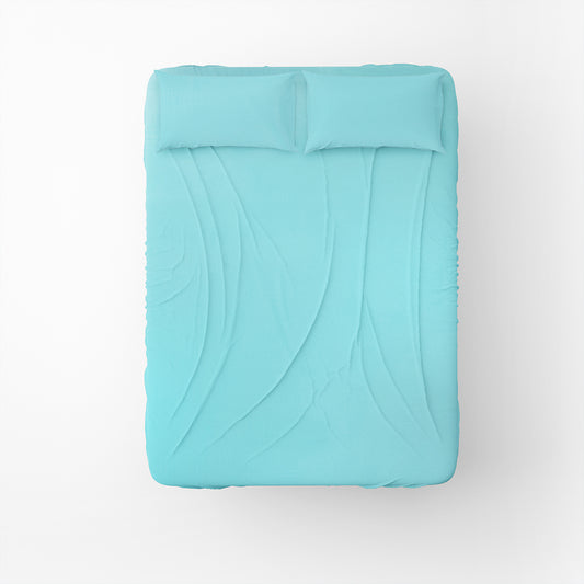 Dyed Aqua Fitted Sheet Set
