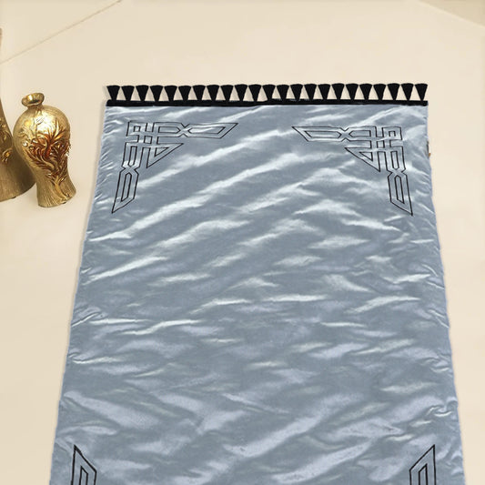 Premium Velvet Embroidered Prayer Mat - Gray