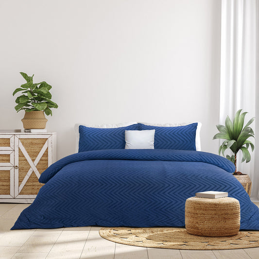 Blue Chevron Jersey Duvet Cover Set