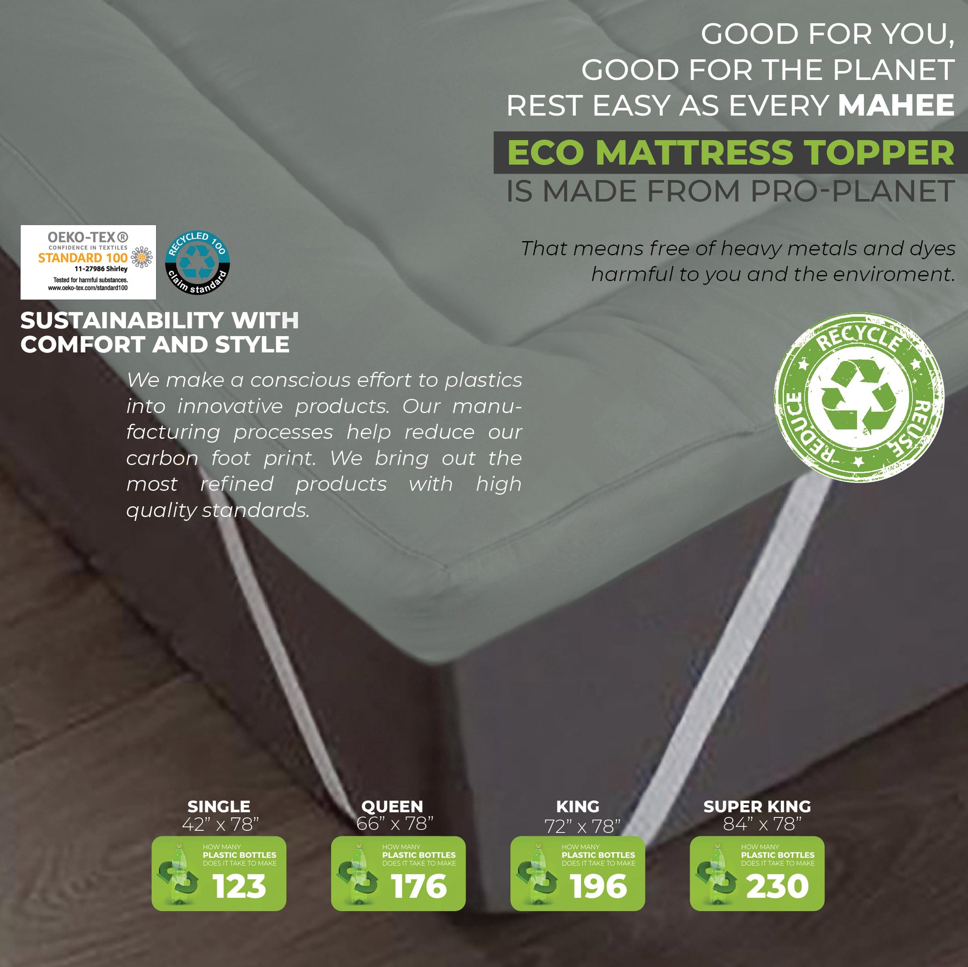 Silver Grey Extra Thick Mattress Topper